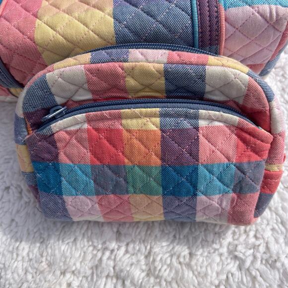Vera Bradley Tropics Plaid Candy Colors Small Tote & Cosmetic Bag (3A- DM) - Picture 7 of 11